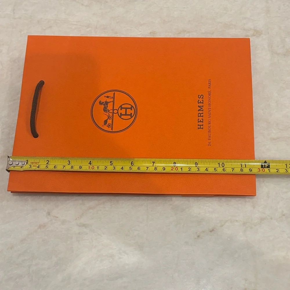 Authentic Hermès Scarf Box + Small Shopping Bag & Ribbon – Luxury Duo Set